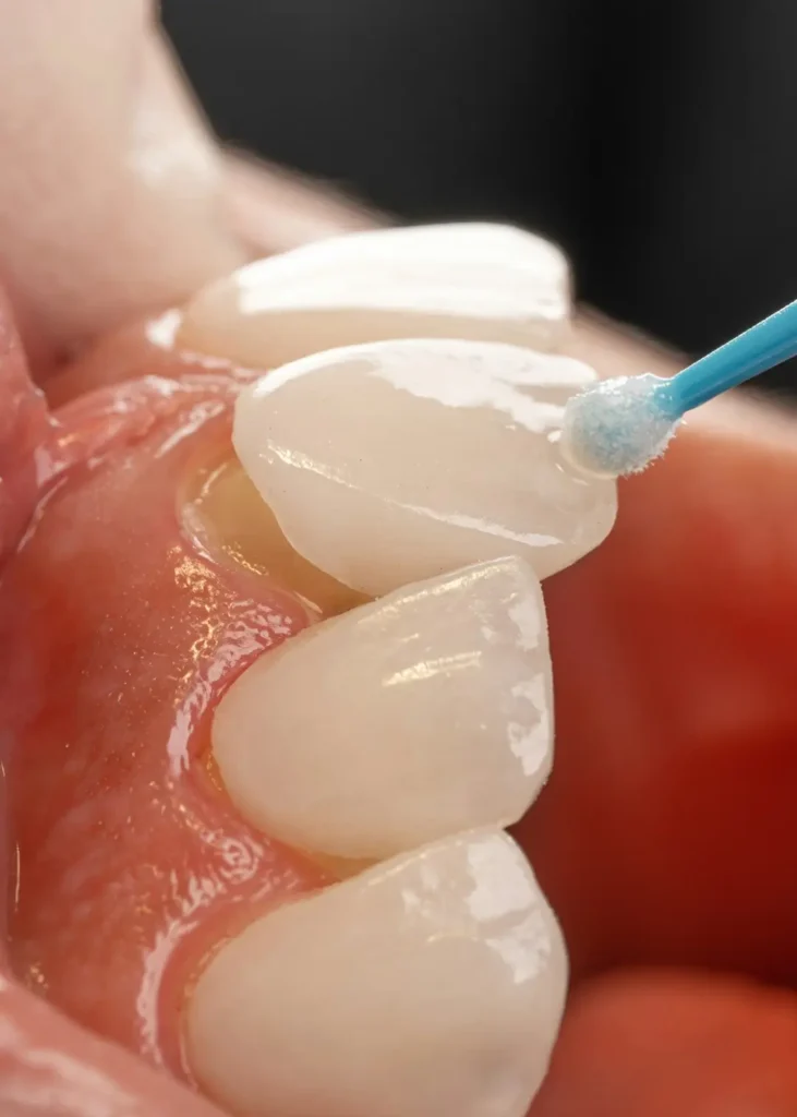 tooth are are shown while porcelain veneers application procedure in Westcoast Smile Dental Vancouver BC