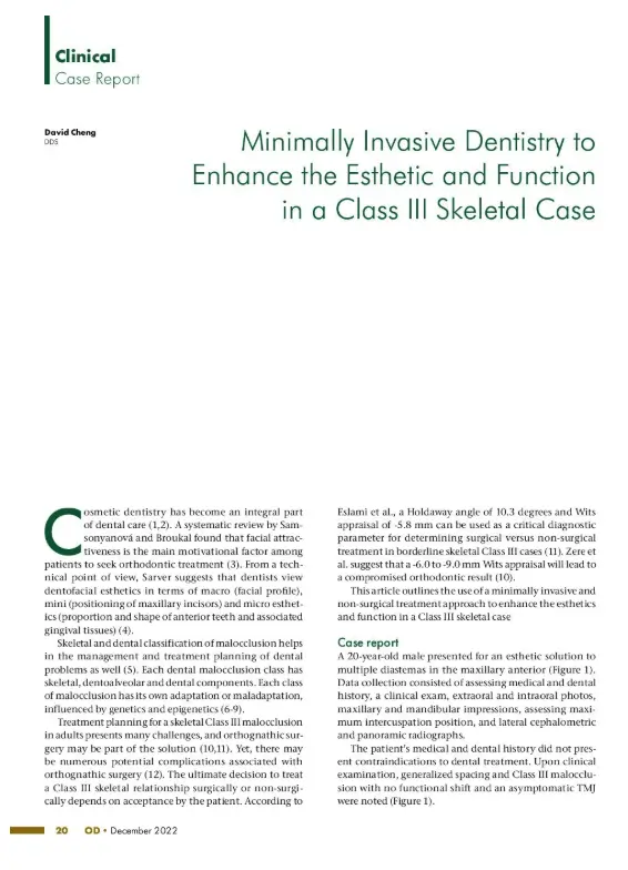 Minimally invasive dentistrty to enhance the esthetic and function in a class III skeletal case - Dr. David Cheng, Westcoast Smile Dental Vancouver
